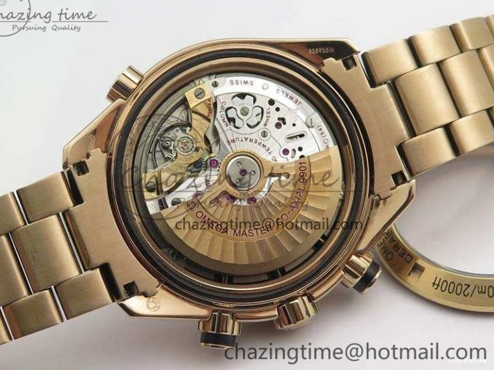 0517 Seamaster Pro Chrono RG Best Edition Black Ceramic Black Dial On RG Bracelet A ComfortFit 8130